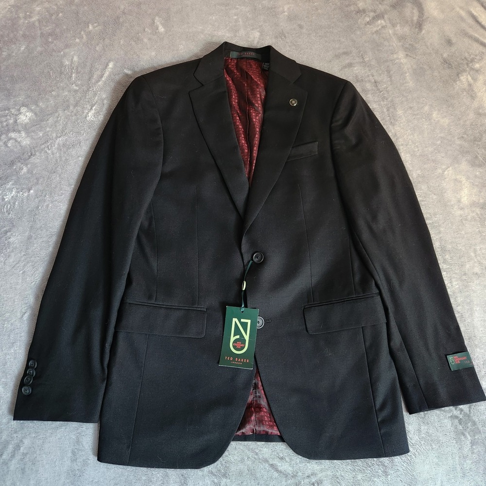 New TED BAKER London Jake CT Blazer Jacket 38R Black 100% Wool No Ordinary Joe